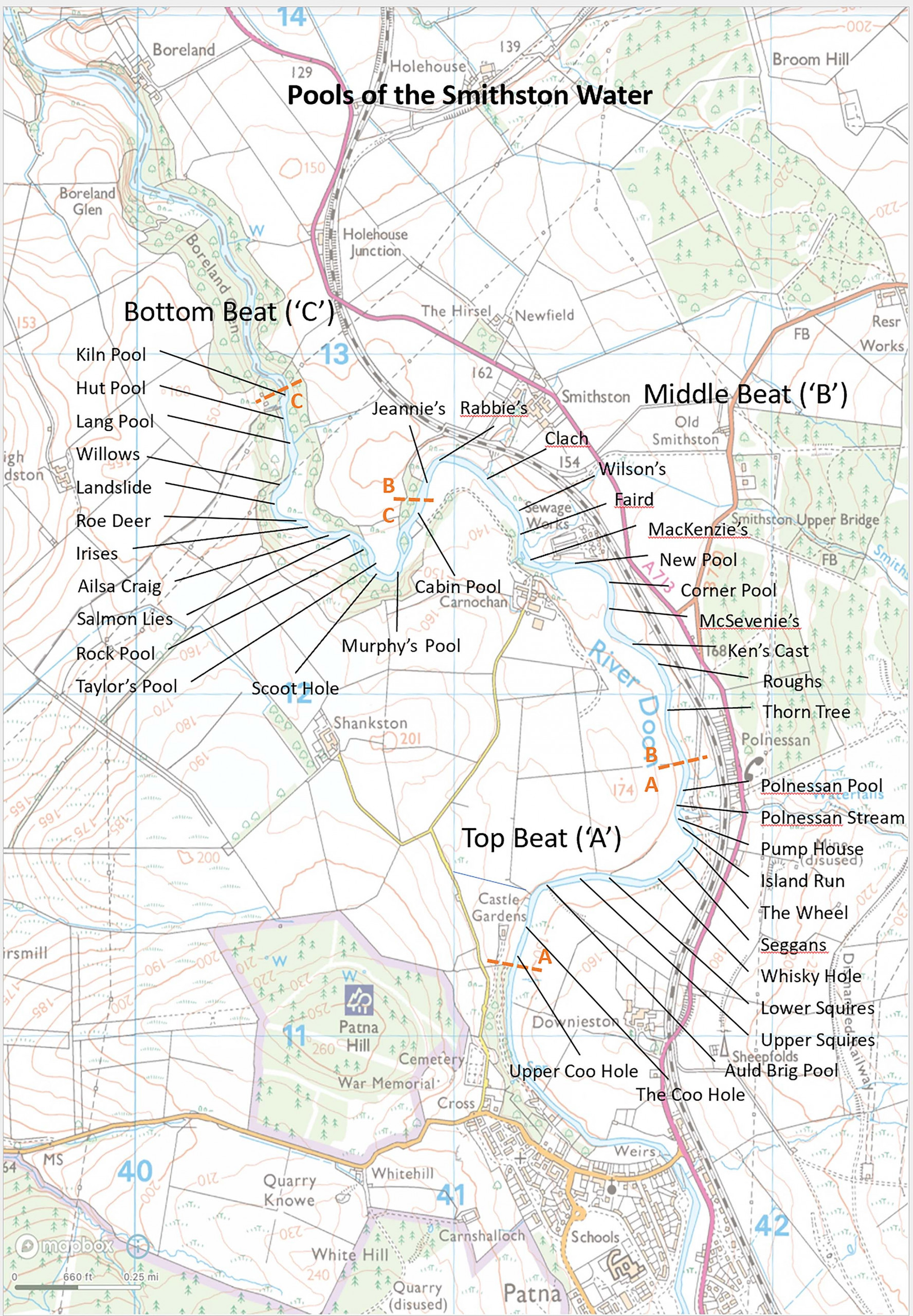 Smithston Fishings Beat Map, River Doon